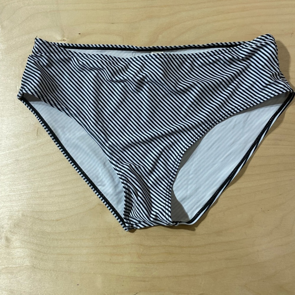 2 Pair Striped Black and White Bikini Bottom XL (MO)